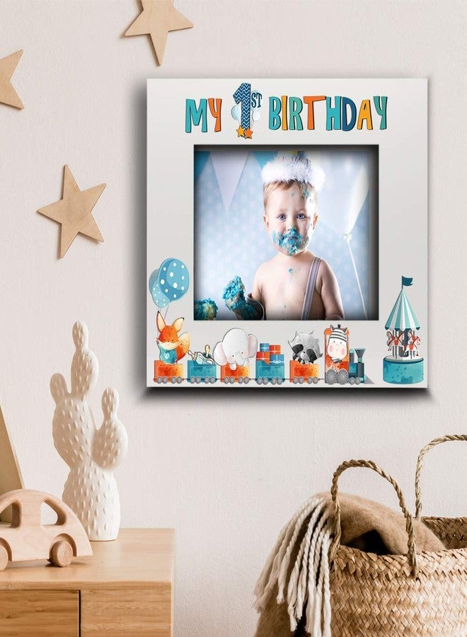 BELLA BUSTA-My 1st Birthday-Baby Boy, Baby Girl First Birthday-UV Print Gloss White Picture Frame (Boy, 5x7 Horizontal) - Image 3